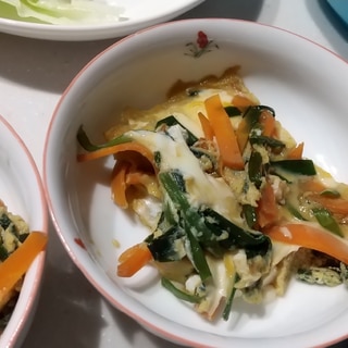 簡単に副菜❗️ニラ玉豆腐チャンプルー